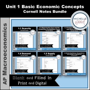 Preview of AP Macro-Unit 1 Basic Economic Concepts Cornell Notes Bundle | Print and Digital