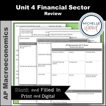 Preview of AP Macro - Unit 4 Financial Sector Review | Print and Digital