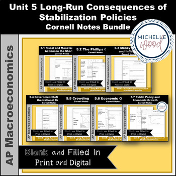 Preview of AP Macro-Unit 5 Long-Run Consequences Cornell Notes Bundle | Print and Digital