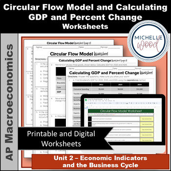 Preview of AP Macro - Calculating GDP and Percent Change Worksheet | Print and Digital