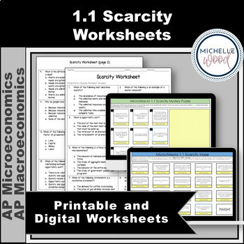 Preview of AP Micro/AP Macro 1.1 Scarcity Printable and Digital Worksheets
