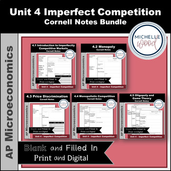 Preview of AP Micro - Unit 4 Imperfect Competition Cornell Notes Bundle | Print and Digital
