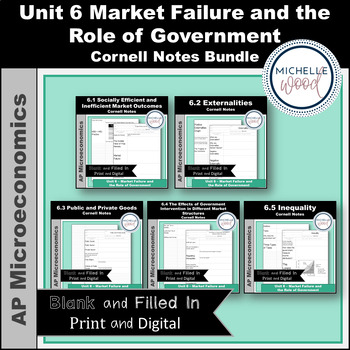 Preview of AP Micro Unit 6 Market Failure, Role of Gov't Notes Bundle | Print and Digital