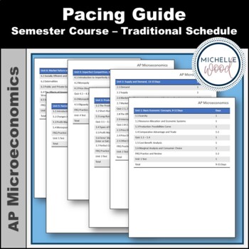 Preview of AP Microeconomics Pacing Guide for Semester Course, Traditional Schedule