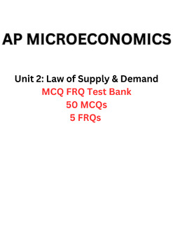 Preview of AP Microeconomics- Unit 2 MCQ FRQ Test Bank