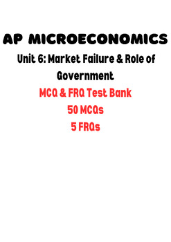 Preview of AP Microeconomics- Unit 6 MCQ FRQ Test Bank