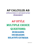AP Multiple Choice Worksheet: First Derivative