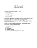 AP Physics 1 Summer Work