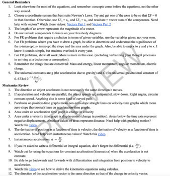 Preview of AP Physics C: Mechanics AP Exam Review/Cram Sheet