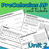 AP PreCalculus Exit Tickets Daily Quizzes Unit 2 Logs and 