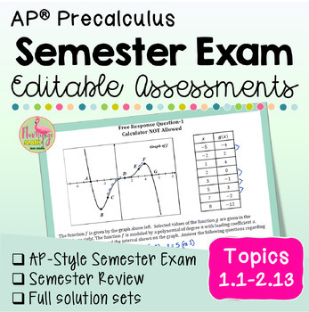 Preview of AP PreCalculus Semester Exam and Review