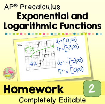 Preview of AP Precalculus Homework Exponential and Logarithmic Functions