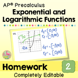 AP Precalculus Homework Exponential and Logarithmic Functions