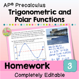 AP Precalculus Homework Trigonometric and Polar Functions