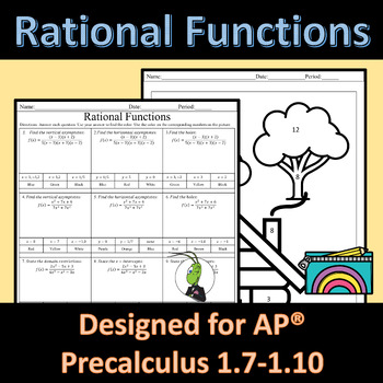 Preview of AP Precalculus Rational Functions Color by Number Activity 1.7-1.10