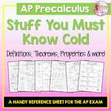 AP Precalculus Stuff You Must Know Cold