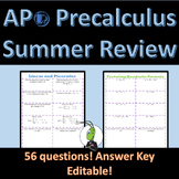 AP® Precalculus Summer Review Packet Editable - Back to Sc