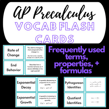 Preview of AP Precalculus Vocabulary Flash Cards