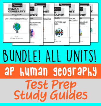 Preview of AP Human Geography Exam Study Guides and Prep Packets: ALL UNITS BUNDLE!