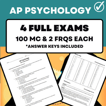 Preview of AP Psychology - 4 Full Practice Exams with Answer Keys (2024-25 Curriculum)
