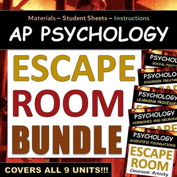 Preview of AP Psychology / AP Psych - ESCAPE ROOM BUNDLE - Includes all 9 Units!