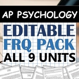 EDITABLE Free-Response Question (FRQ) Pack! AP Psychology (AP Psych) - ALL UNITS