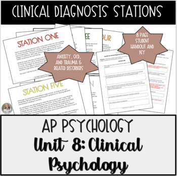 Preview of AP Psychology Activity Unit Clinical Psychology Anxiety Disorder Stations