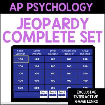 Preview of AP Psychology Complete Review Bundle: Jeopardy Games & Worksheets