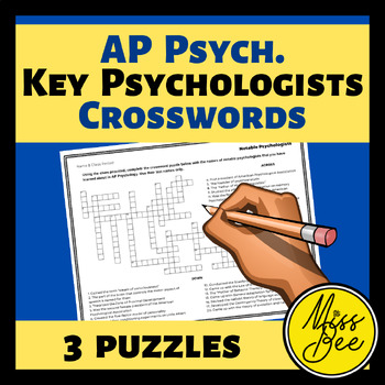 AP Psychology Crossword Puzzles of Important Psychologists by Miss Bee