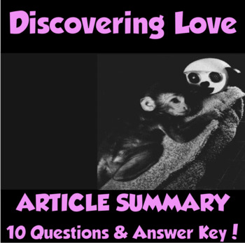 Preview of AP Psychology- "Discovering Love" Article Summary (Harlow)