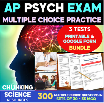 Preview of AP Psychology Exam Multiple Choice Practice & Review Tests Prep 6-Product Bundle