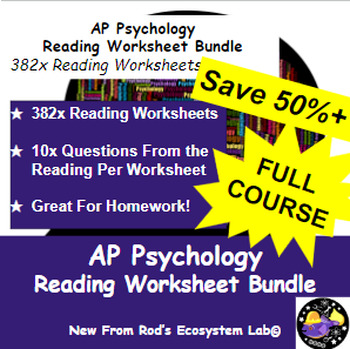 Preview of AP Psychology FULL YEAR Complete Reading Worksheet Bundle **Editable**