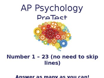 Preview of AP Psychology Informal Pre-Test