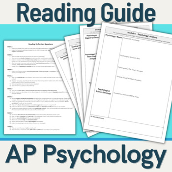 Preview of AP Psychology - Reading Guide (Unit 1: Scientific Foundations) Modules 1-8