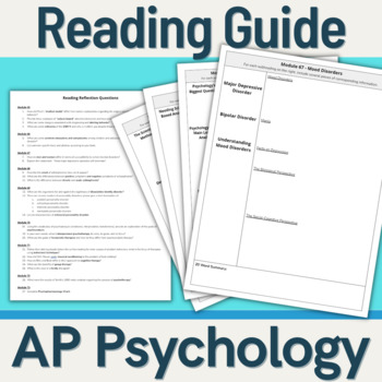 Preview of AP Psychology - Reading Guide (Unit 8: Clinical) Modules 65-73