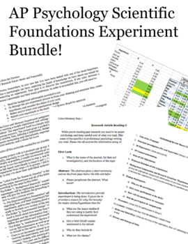 Preview of AP Psychology Scientific Foundations Research/Lab Bundle: 2 Experiments