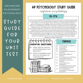 Preview of AP Psychology Study Guide | Cognitive Psychology