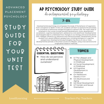 Preview of AP Psychology Study Guide | Developmental Psychology
