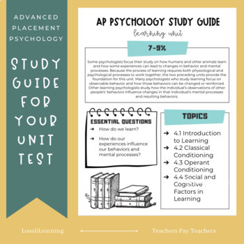 Preview of AP Psychology Study Guide | Learning