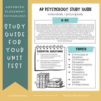 Preview of AP Psychology Study Guide | Sensation & Perception
