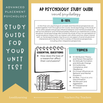 Preview of AP Psychology Study Guide | Social Psychology