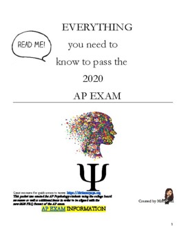 Preview of AP Psychology Ultimate Review Guide Distant Learning AP Review 2020 AP Exam
