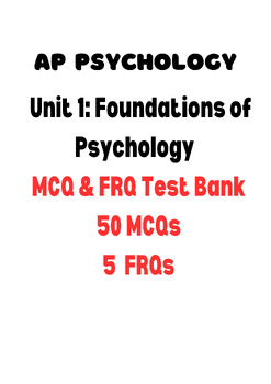 Preview of AP Psychology: Unit 1 FRQ MCQ Test Bank