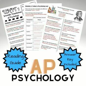 Preview of AP Psychology Unit 1 Reading Guide Myers 3rd Edition