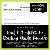 AP Psychology Unit 1 Reading Guides | Modules 1-8