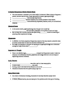 AP Psychology Unit 12: Abnormal Behavior Student Notes Outline | TPT