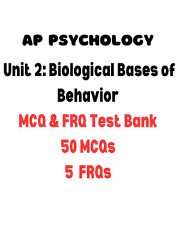 Preview of AP Psychology: Unit 2 FRQ MCQ Test Bank