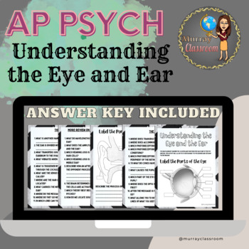 Preview of AP Psychology Unit 3: Sensation and Perception- Eye and Ear Worksheets