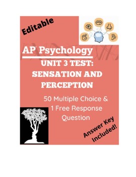 Preview of AP Psychology Unit 3 Test- Sensation and Perception