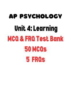 Preview of AP Psychology: Unit 4 FRQ MCQ Test Bank